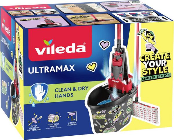 Produktbild: Vileda 183755 Bodenwischer-Set ULTRAMAX - Level Up Limited Edition Anthrazit, Rot 1St.