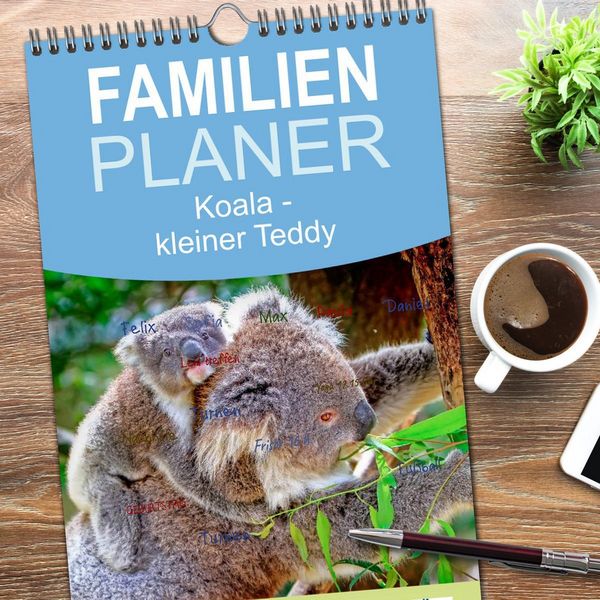 Produktbild: Familienplaner 2026 - Koala - kleiner Teddy mit 5 Spalten (Wandkalender, 21 x 45 cm) CALVENDO