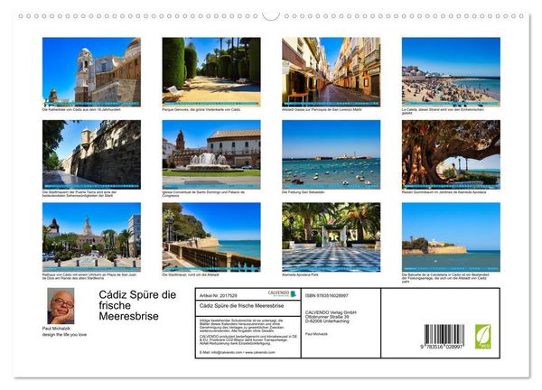 Produktbild: C&aacute;diz Sp&uuml;re die frische Meeresbrise (hochwertiger Premium Wandkalender 2026 DIN A2 quer), Kunstdruck in Hochglanz