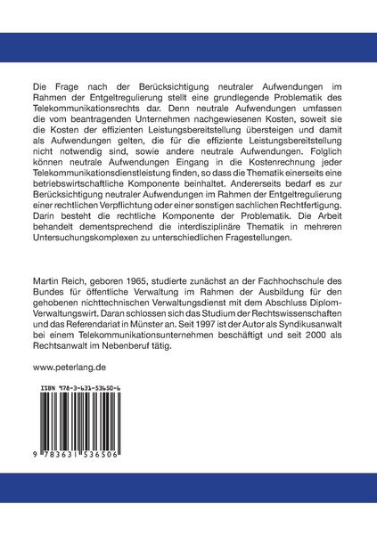 Produktbild: Neutrale Aufwendungen und deren Ber&uuml;cksichtigung im Rahmen der Entgeltregulierung