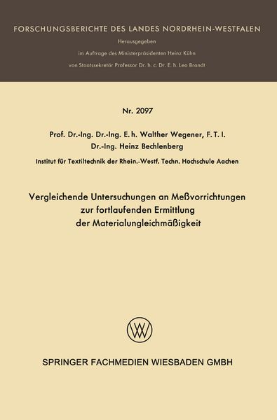 Produktbild: Vergleichende Untersuchungen an Me&szlig;vorrichtungen zur fortlaufenden Ermittlung der Materialungleichm&auml;&szlig;igkeit