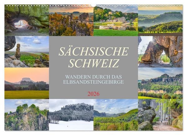 Produktbild: S&auml;chsische Schweiz - Wandern durch das Elbsandsteingebirge (Wandkalender 2026 DIN A2 quer), CALVENDO Monatskalender