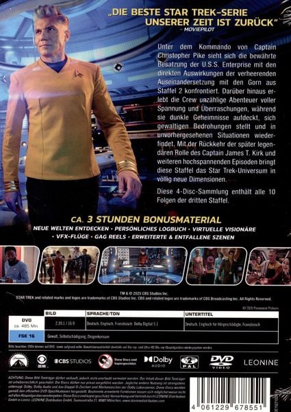 Produktbild: Star Trek: Strange New Worlds - Staffel 3 [4 DVDs]