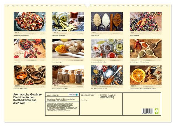 Produktbild: Aromatische Gew&uuml;rze. Die himmlischen Kostbarkeiten aus aller Welt (Wandkalender 2026 DIN A2 quer), CALVENDO Monatskalender