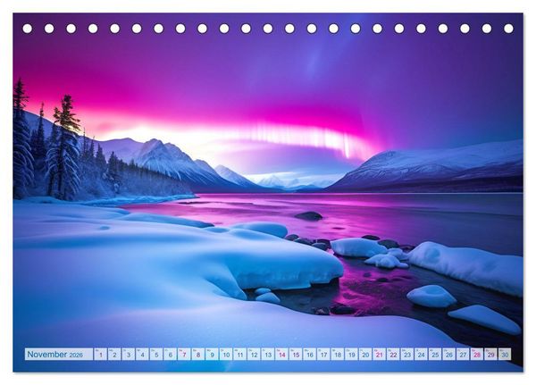 Produktbild: Traumhafte Polarlichter . Licht, Schnee und Eis hoch im Norden (Tischkalender 2026 DIN A5 quer), CALVENDO Monatskalender