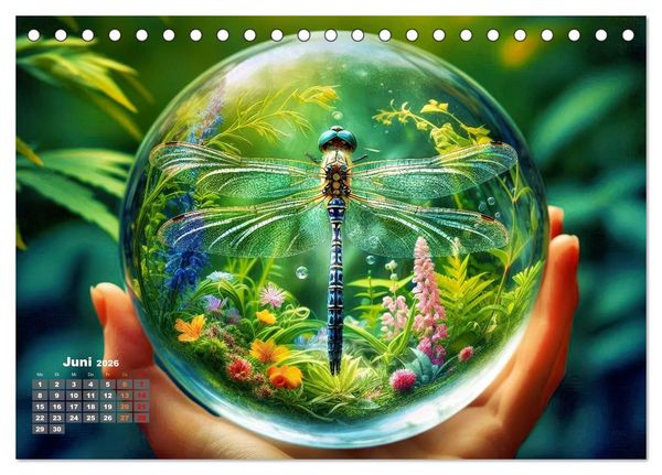 Produktbild: Libellen in einer Glaskugel (Tischkalender 2026 DIN A5 quer), CALVENDO Monatskalender