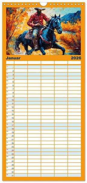 Produktbild: Familienplaner 2026 - Wild West Moments mit 5 Spalten (Wandkalender, 21 x 45 cm) CALVENDO