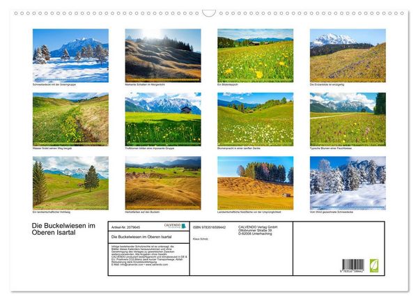 Produktbild: Die Buckelwiesen im Oberen Isartal (Wandkalender 2026 DIN A2 quer), CALVENDO Monatskalender