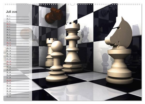Produktbild: SCHACH - Spiel der K&ouml;nige (hochwertiger Premium Wandkalender 2026 DIN A2 quer), Kunstdruck in Hochglanz
