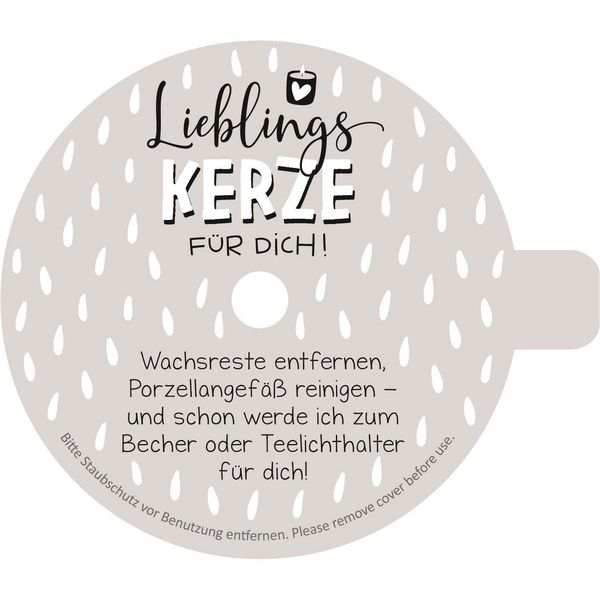 Produktbild: Lieblingskerze in Emailleoptik Motiv "Einatmen. Ausrasten."