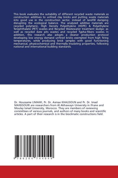Produktbild: Mechanical, Thermal, and Physicochemical Study of Unfired Clay Bricks