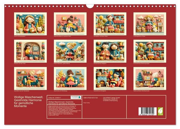 Produktbild: Wollige Maschenwelt. Gestrickte Harmonie f&uuml;r gem&uuml;tliche Momente (Wandkalender 2026 DIN A3 quer), CALVENDO Monatskalender