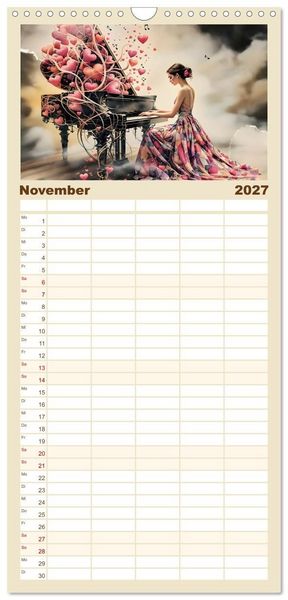 Produktbild: Familienplaner 2027 - Piano der Tr&auml;ume mit 5 Spalten (Wandkalender, 21 x 45 cm) CALVENDO