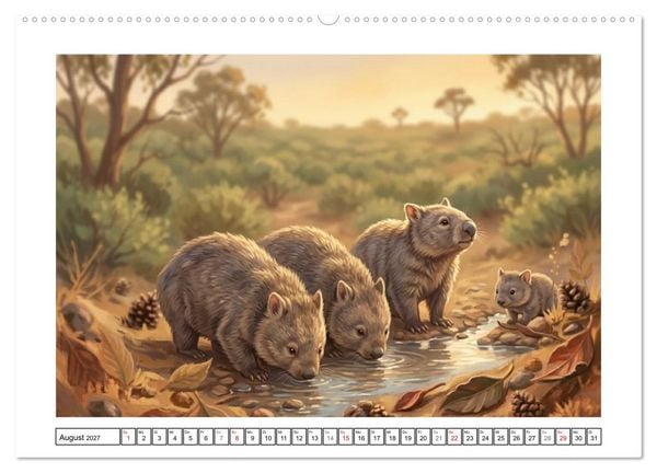 Produktbild: Wombats - Kurze Beine, gro&szlig;es Herz (Wandkalender 2027 DIN A2 quer), CALVENDO Monatskalender