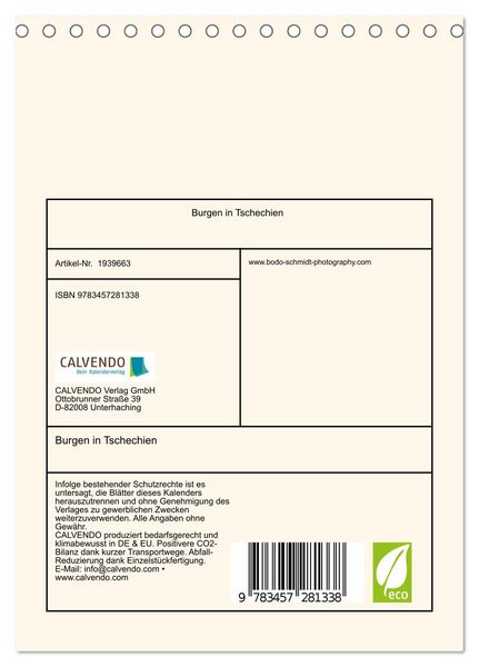 Produktbild: Burgen in Tschechien (Tischkalender 2026 DIN A5 hoch), CALVENDO Monatskalender