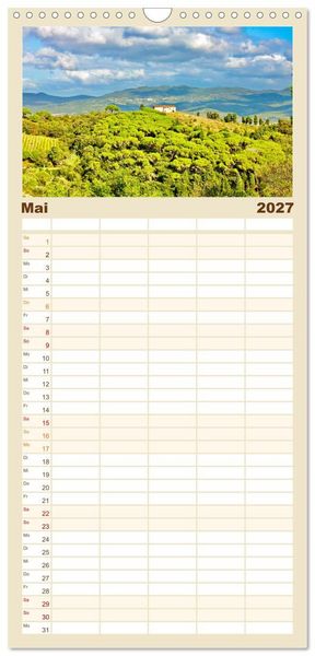 Produktbild: Familienplaner 2027 - Toskana - Etruskische K&uuml;ste mit 5 Spalten (Wandkalender, 21 x 45 cm) CALVENDO
