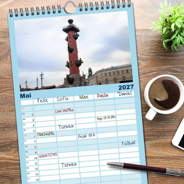 Produktbild: Familienplaner 2027 - Sankt Petersburg - "Venedig des Nordens" mit 5 Spalten (Wandkalender, 21 x 45 cm) CALVENDO