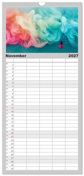 Produktbild: Familienplaner 2027 - Netzpoesie: Ein Jahr in Farben mit 5 Spalten (Wandkalender, 21 x 45 cm) CALVENDO
