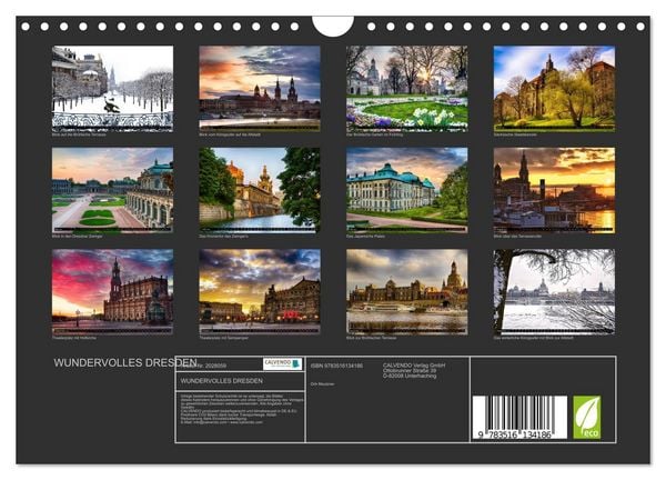 Produktbild: WUNDERVOLLES DRESDEN (Wandkalender 2026 DIN A4 quer), CALVENDO Monatskalender