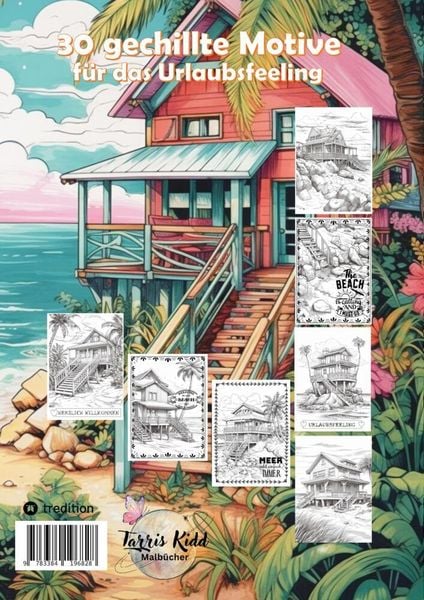 Produktbild: Tropische Strandh&auml;user Malbuch f&uuml;r Erwachsene - 30 gechillte Motive f&uuml;r das Urlaubsfeeling - Sommer Malbuch