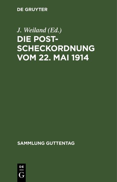 Produktbild: Die Postscheckordnung vom 22. Mai 1914