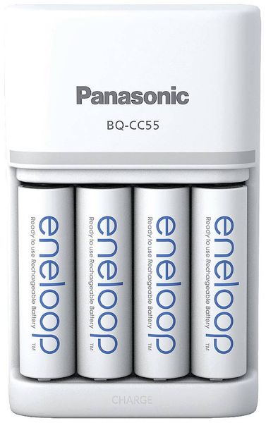 Panasonic Smart & Quick BQ-CC55 +4x eneloop AA Rundzellen-Ladegerät NiMH Micro (AAA), Mignon (AA)