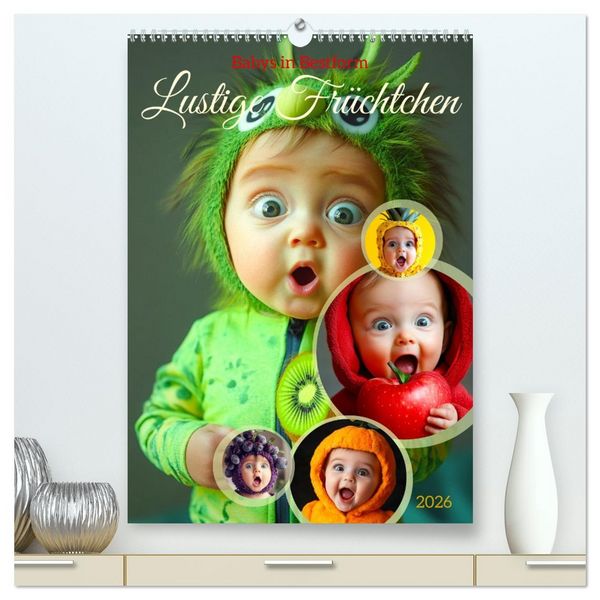 Produktbild: Babys in Bestform - Lustige Fr&uuml;chtchen (hochwertiger Premium Wandkalender 2026 DIN A2 hoch), Kunstdruck in Hochglanz