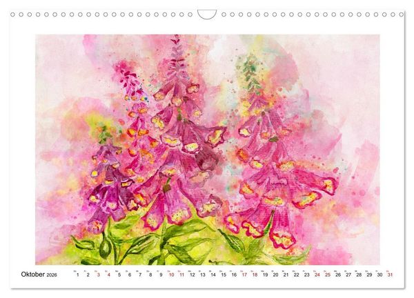 Produktbild: Bl&uuml;ten & Blumen Aquarelle - Farbenfrohe Sch&ouml;nheiten (Wandkalender 2026 DIN A3 quer), CALVENDO Monatskalender