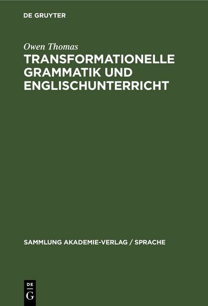 Produktbild: Transformationelle Grammatik und Englischunterricht