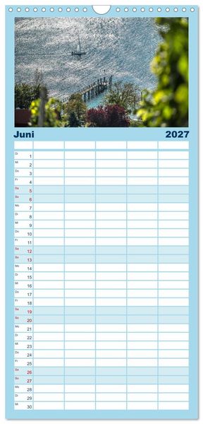 Produktbild: Familienplaner 2027 - Drei L&auml;nder ein See - Bodensee mit 5 Spalten (Wandkalender, 21 x 45 cm) CALVENDO
