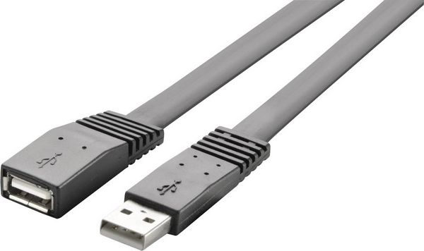 Renkforce USB-Kabel USB 2.0 USB-A Stecker, USB-A Buchse 3.00m Schwarz hochflexibel RF-4096101