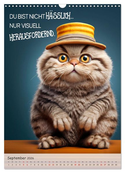Produktbild: COOLE KATZEN Spr&uuml;cheklopfer (Wandkalender 2026 DIN A3 hoch), CALVENDO Monatskalender