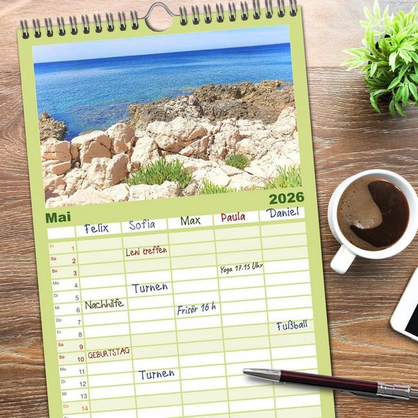 Produktbild: Familienplaner 2026 - Die Insel Cres - Raue Sch&ouml;nheit in Kroatien mit 5 Spalten (Wandkalender, 21 x 45 cm) CALVENDO