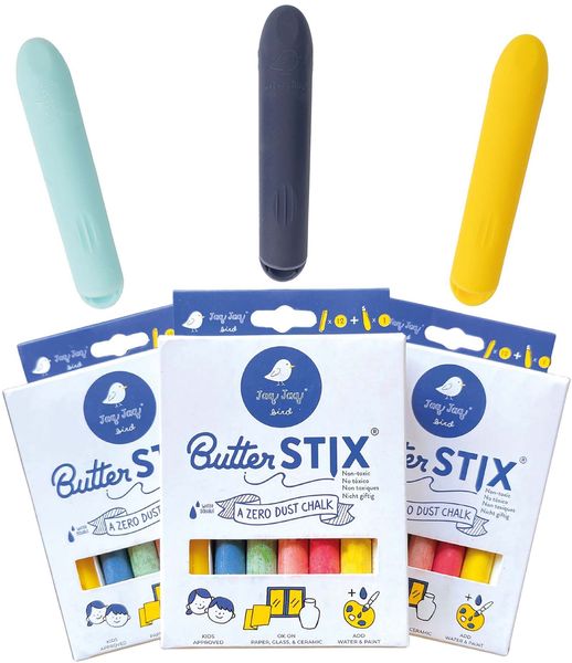 Jaq Jaq Bird - Kreide Butterstix bunt 12 Stk mit Halter