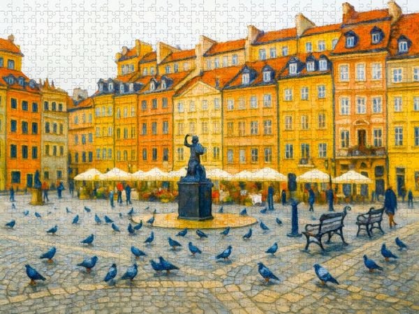 Produktbild: CALVENDO Puzzle Warschau in Farbe Kunstvolle Stadtansichten Marktplatz der Altstadt | 1000 Teile Lege-Gr&ouml;&szlig;e 64x48cm Foto-Puzzle f&uuml;r gl&uuml;ckliche Stunden