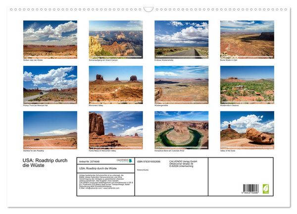 Produktbild: USA: Roadtrip durch die W&uuml;ste (Wandkalender 2026 DIN A2 quer), CALVENDO Monatskalender