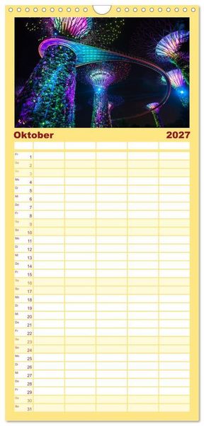 Produktbild: Familienplaner 2027 - Singapur: Zwischen Wolkenkratzern und Superb&auml;umen mit 5 Spalten (Wandkalender, 21 x 45 cm) CALVENDO