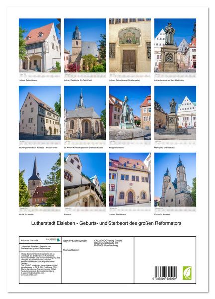 Produktbild: Lutherstadt Eisleben - Geburts- und Sterbeort des gro&szlig;en Reformators (Wandkalender 2026 DIN A3 hoch), CALVENDO Monatskalender