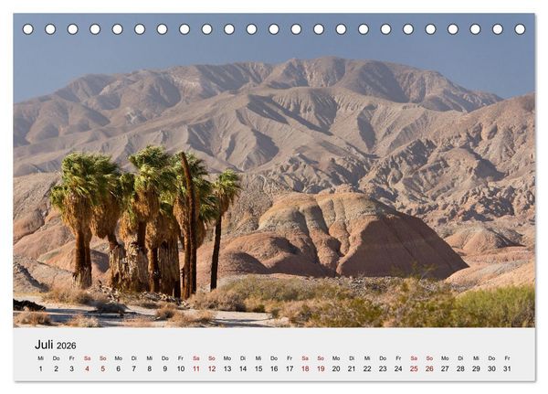 Produktbild: Kalifornien - K&uuml;sten und W&uuml;sten, St&auml;dte und Berge (Tischkalender 2026 DIN A5 quer), CALVENDO Monatskalender