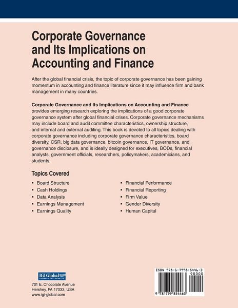 Produktbild: Corporate Governance and Its Implications on Accounting and Finance