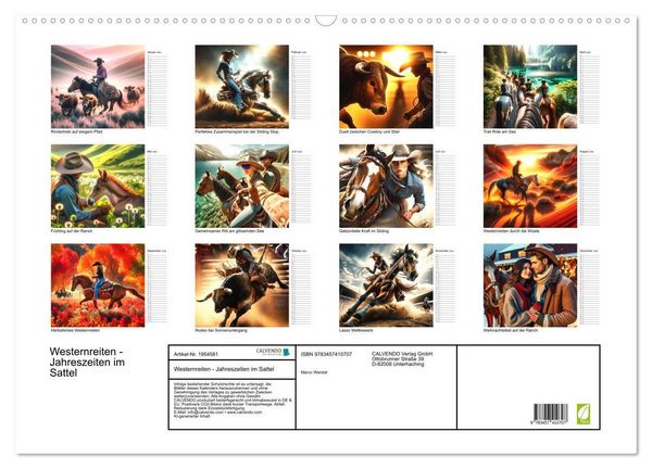 Produktbild: Westernreiten - Jahreszeiten im Sattel (Wandkalender 2026 DIN A2 quer), CALVENDO Monatskalender