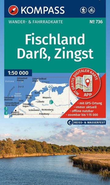 Produktbild: KOMPASS Wanderkarte 736 Fischland, Dar&szlig;, Zingst 1:50.000