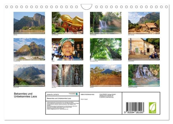 Produktbild: Bekanntes und Unbekanntes Laos (Wandkalender 2027 DIN A4 quer), CALVENDO Monatskalender