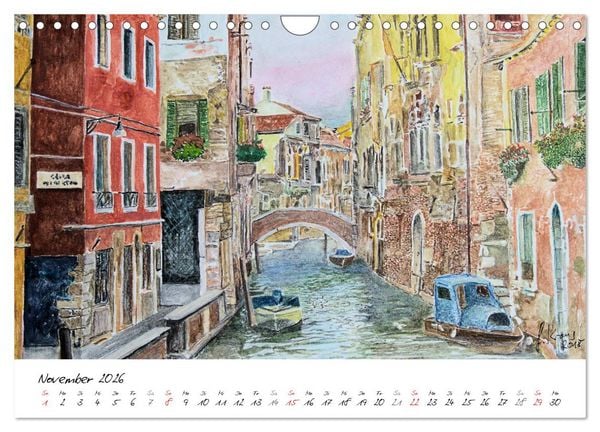 Produktbild: Venedig in stillen Aquarellen (Wandkalender 2026 DIN A4 quer), CALVENDO Monatskalender