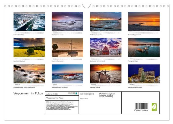 Produktbild: Vorpommern im Fokus (Wandkalender 2026 DIN A3 quer), CALVENDO Monatskalender