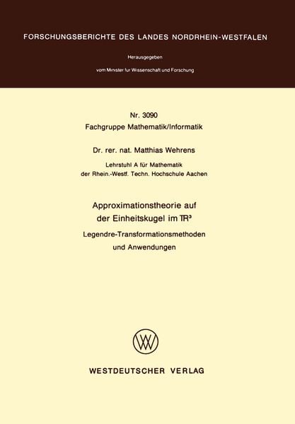 Produktbild: Approximationstheorie auf der Einheitskugel im R3