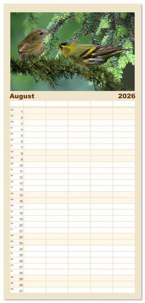 Produktbild: Familienplaner 2026 - Deutschlands Finken mit 5 Spalten (Wandkalender, 21 x 45 cm) CALVENDO