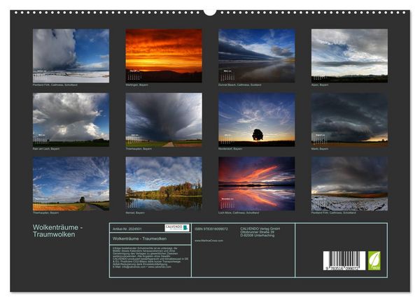 Produktbild: Wolkentr&auml;ume - Traumwolken (hochwertiger Premium Wandkalender 2026 DIN A2 quer), Kunstdruck in Hochglanz