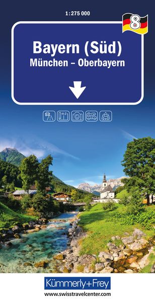 Produktbild: K&uuml;mmerly+Frey Regional-Strassenkarte 8 Bayern S&uuml;d 1:275.000