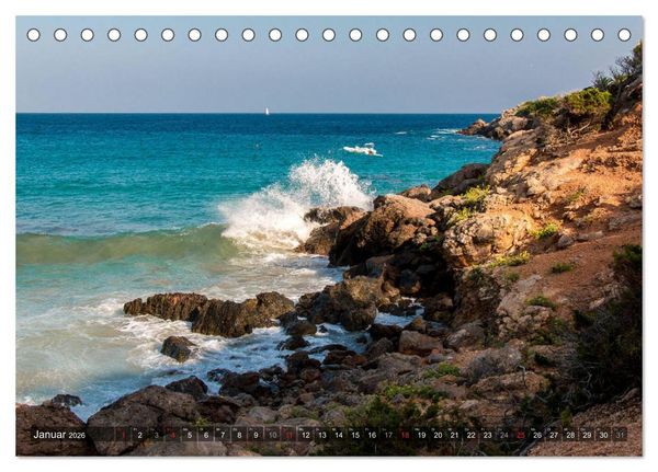 Produktbild: Ibiza K&uuml;ste, Buchten und Str&auml;nde (Tischkalender 2026 DIN A5 quer), CALVENDO Monatskalender